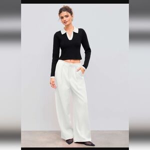 NWT Cider Mid-Rise Wide Leg Trousers Size Small White